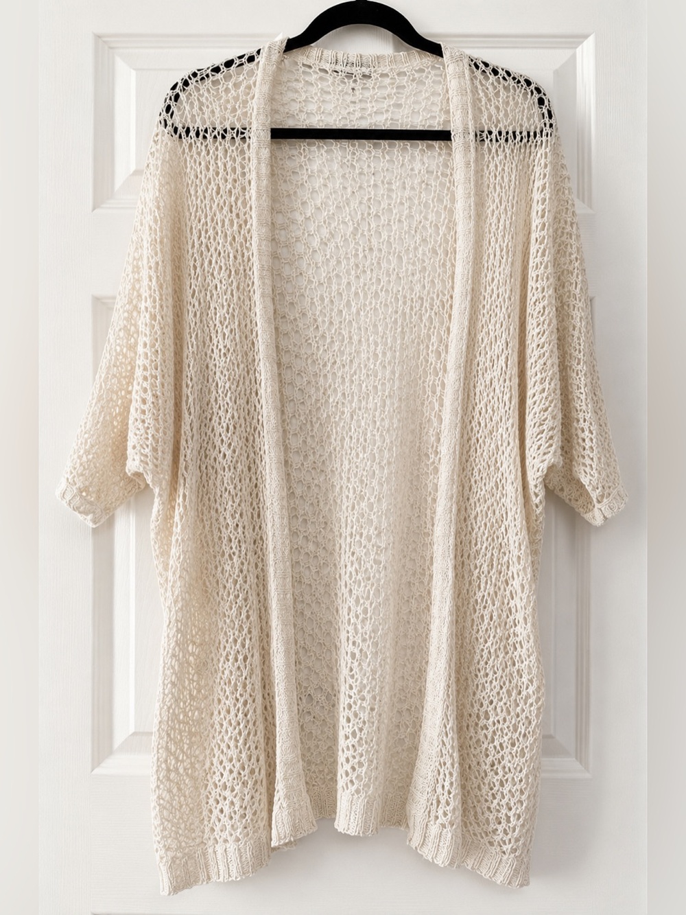 Brandy Melville Cream Open Knit Cardigan One Size Boho Linen Blend